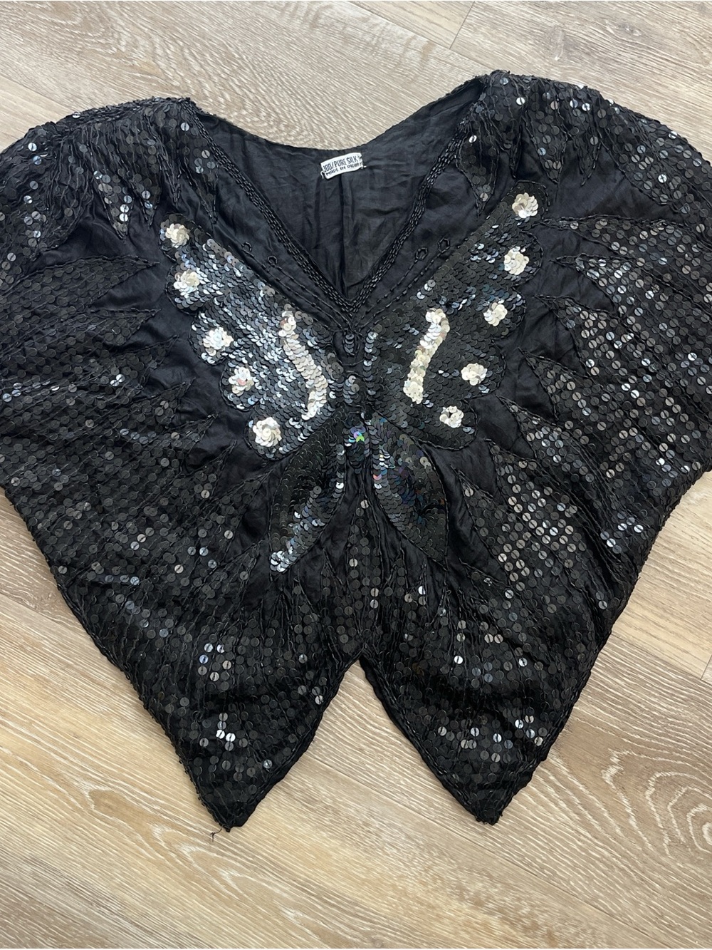 Vintage sequin beaded butterfly top